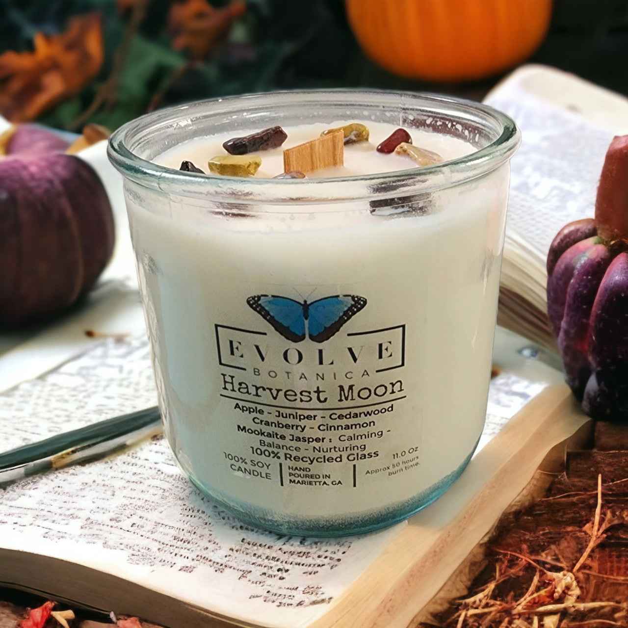Rocks Candle - Harvest Moon (Wood Wick Mookite Gemstone Soy Candle)