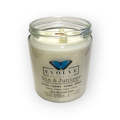 Classic 9oz Jam Jar Crystal Soy Candle - Gin &amp; Juniper (Prehnite)