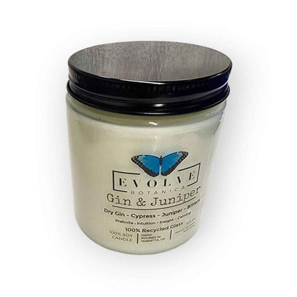 Classic 9oz Jam Jar Crystal Soy Candle - Gin &amp; Juniper (Prehnite)
