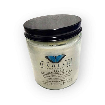 Classic 9oz Jam Jar Crystal Soy Candle - It Girl (Sunstone &amp; Red Jasper)