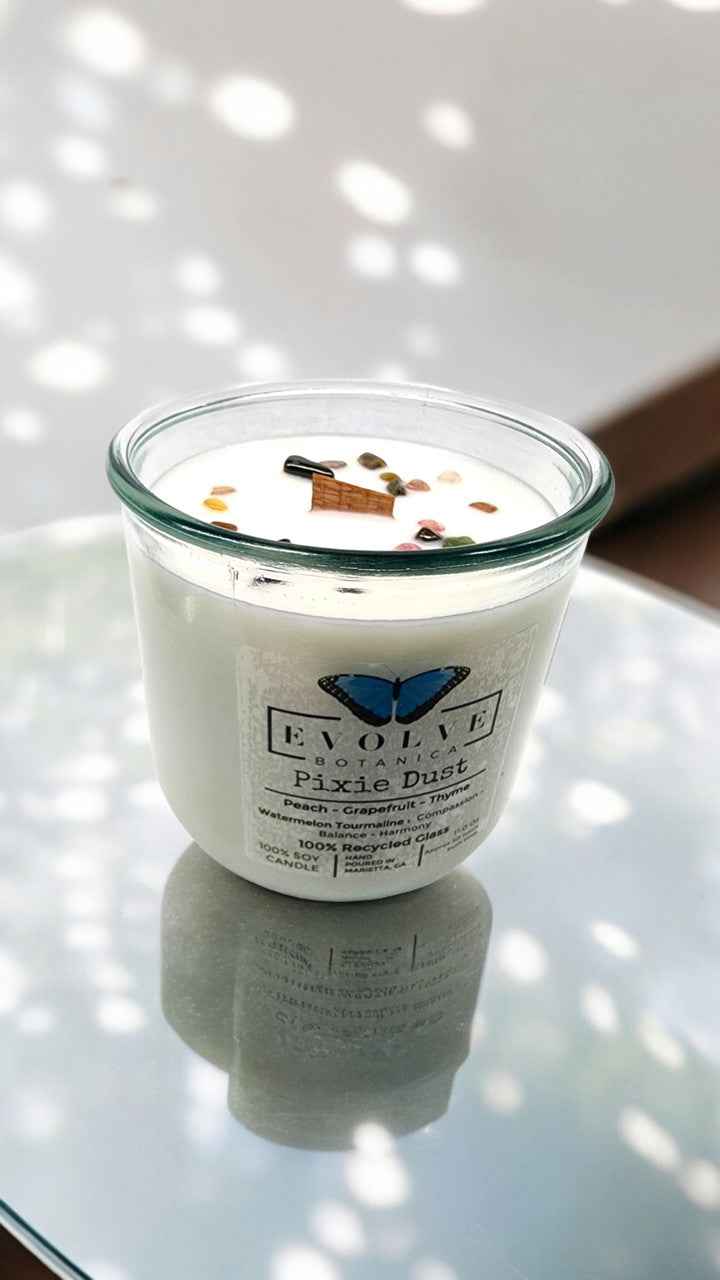 Rocks Candle - Pixie Dust (Wood Wick Watermelon Tourmaline Gemstone Soy Candle)
