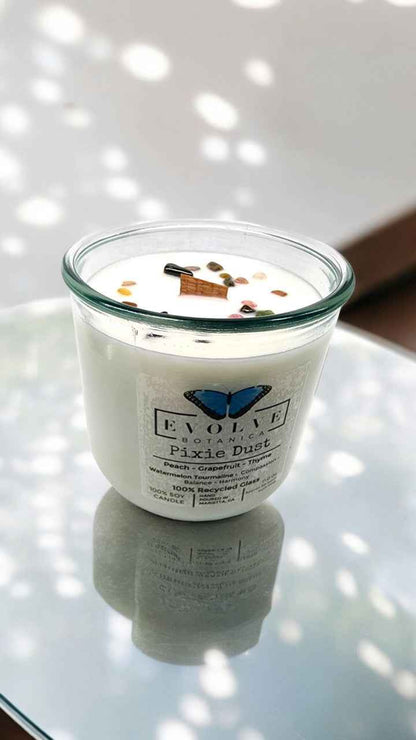Rocks Candle - Pixie Dust (Wood Wick Watermelon Tourmaline Gemstone Soy Candle)