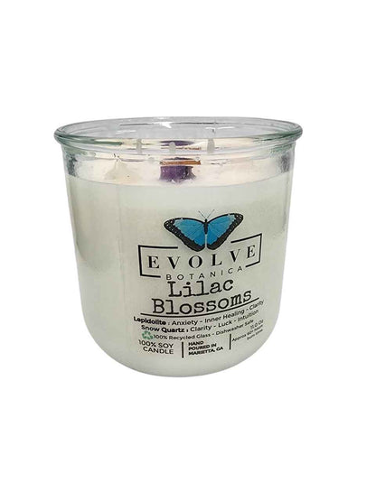 Rocks Candle - Lilac Blossoms (Wood Wick, Lepidolite Gemstone Soy Candle)