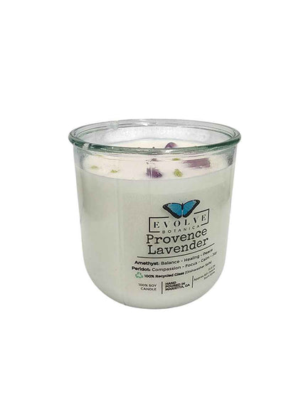 Rocks Candle - Provence Lavender (Wood Wick, Amethyst &amp; Peridot Gemstone Soy Candle)