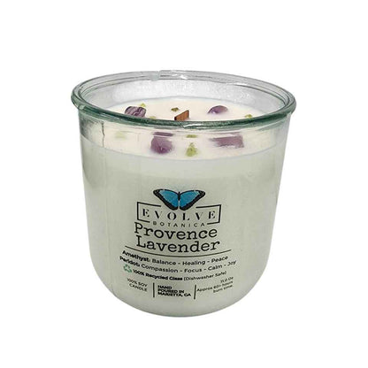 Rocks Candle - Provence Lavender (Wood Wick, Amethyst &amp; Peridot Gemstone Soy Candle)