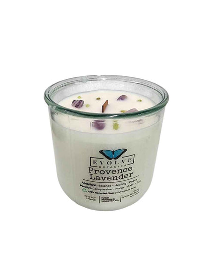 Rocks Candle - Provence Lavender (Wood Wick, Amethyst &amp; Peridot Gemstone Soy Candle)
