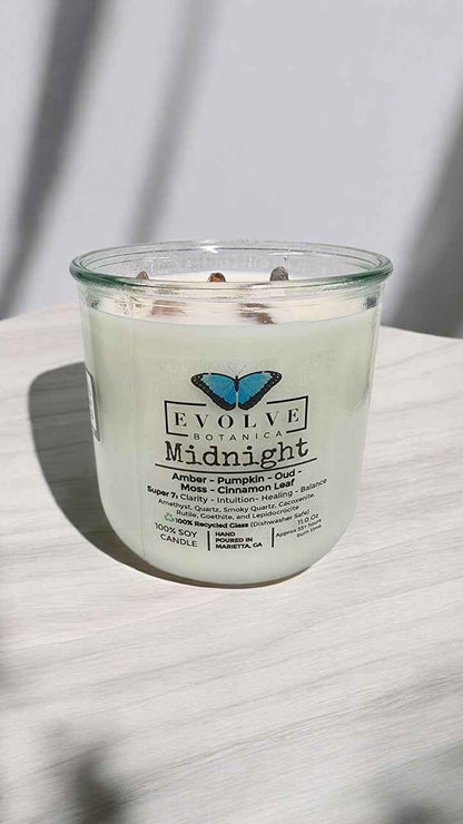 Rocks Candle - Midnight (Wood Wick, Super Seven Gemstone Soy Candle)