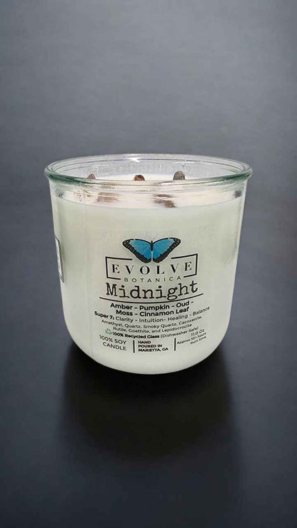 Rocks Candle - Midnight (Wood Wick, Super Seven Gemstone Soy Candle)