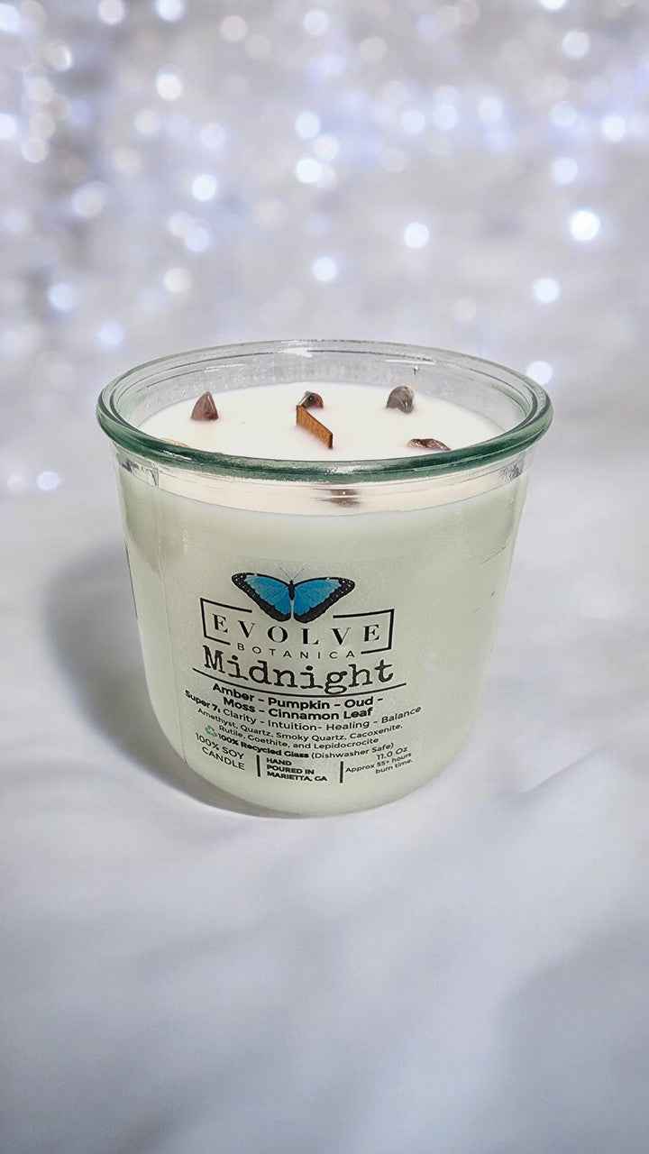 Rocks Candle - Midnight (Wood Wick, Super Seven Gemstone Soy Candle)