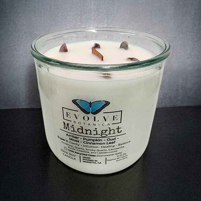 Rocks Candle - Midnight (Wood Wick, Super Seven Gemstone Soy Candle)