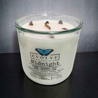 Rocks Candle - Midnight (Wood Wick, Super Seven Gemstone Soy Candle)