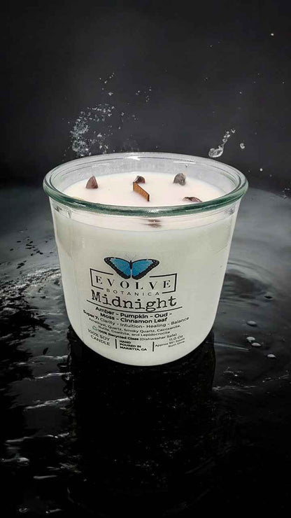 Rocks Candle - Midnight (Wood Wick, Super Seven Gemstone Soy Candle)