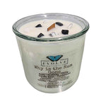 Rocks Candle - Why Is The Rum Gone? (Wood Wick, Hematite (Grounding, Balancing, Transformation), Howlite (Release, Patience, Inner Peace)