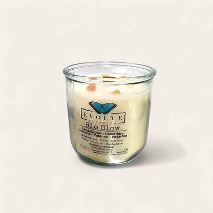 Rocks Candle - Rio Glow (Wood Wick Sunstone &amp; Citrine Gemstone Soy Candle)