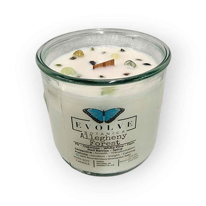 Rocks Candle - Falling Leaves (Wood Wick, Peridot, Red Jasper, &amp; Yellow Aventurine Gemstone Soy Candle)