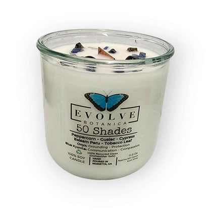 Rocks Candle – 50 Shades (Wood Wick, Onyx &amp; Blue Kyanite, Soy Candle)