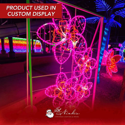 LED Mini Lights 5MM Pink Static Green Wire 6" Spacing