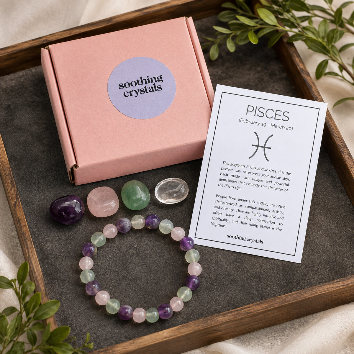 PISCES Zodiac Crystal Kit, Pisces Birthstones Tumbled Stones Set, Pisces Gifts  DestGlow