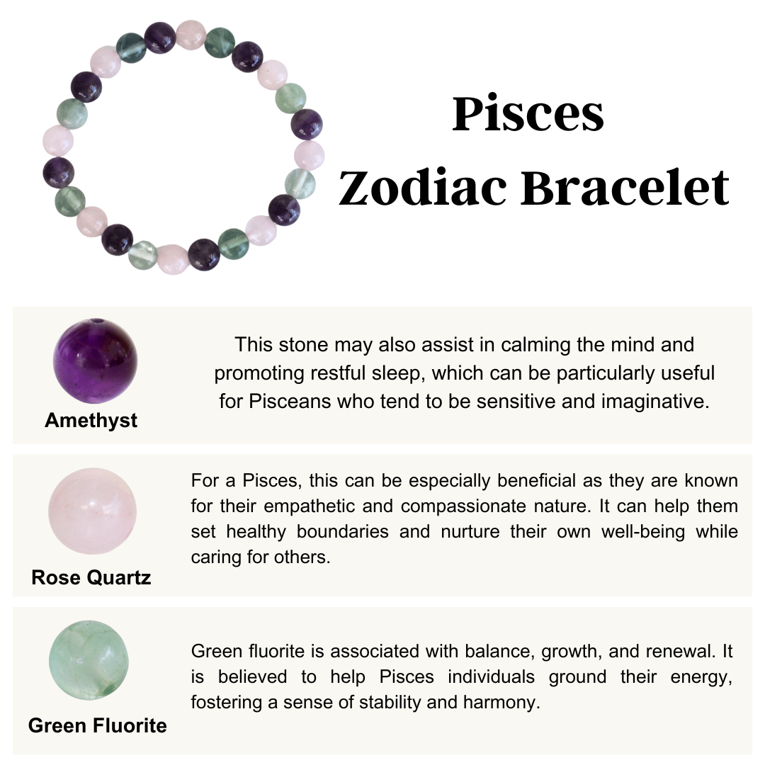 Pisces Zodiac Crystal Bracelet, Pisces Gifts Pisces Birthstones  DestGlow