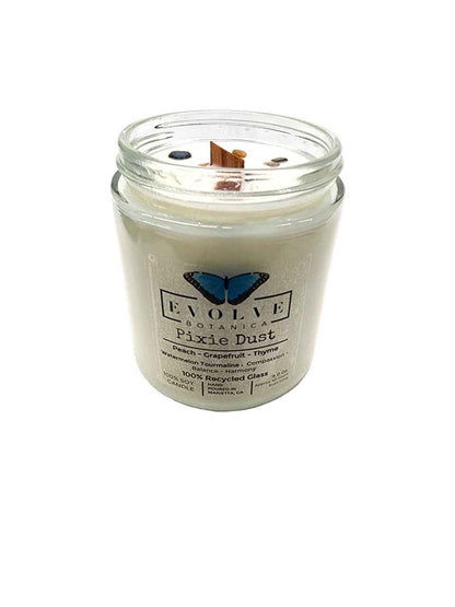 Classic 9oz Jam Jar Crystal Soy Candle - Pixie Dust (Watermelon Tourmaline)