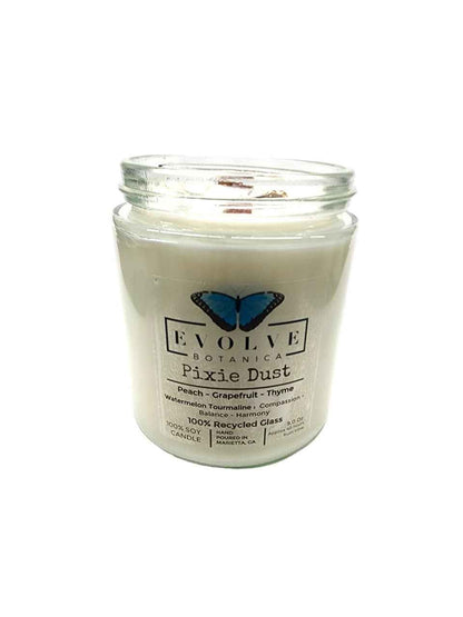 Classic 9oz Jam Jar Crystal Soy Candle - Pixie Dust (Watermelon Tourmaline)
