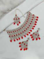 Joban Fashion Red Stone Work Necklace Set