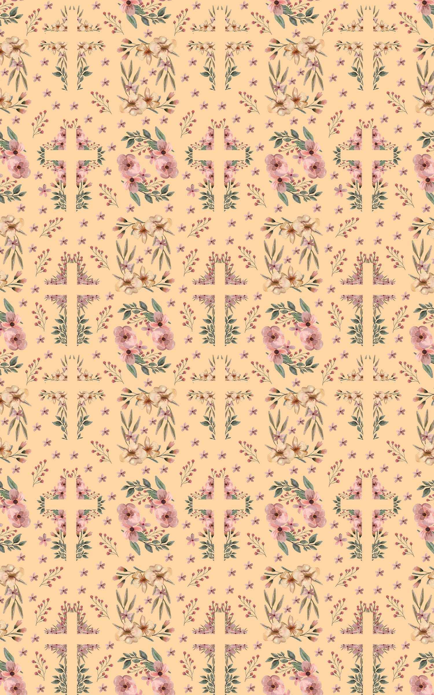Easter Floral Cross - Orange Cream