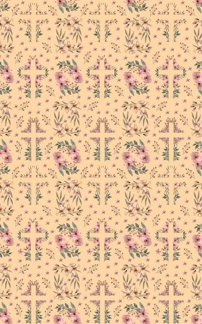 Easter Floral Cross - Orange Cream