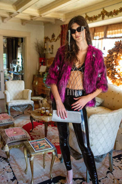 Planet Queen Faux Fur Jacket in Monster Pink by Jennafer Grace