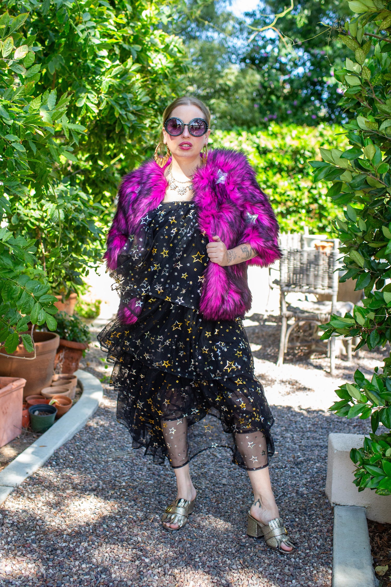 Planet Queen Faux Fur Jacket in Monster Pink by Jennafer Grace