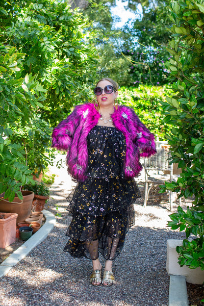 Planet Queen Faux Fur Jacket in Monster Pink by Jennafer Grace