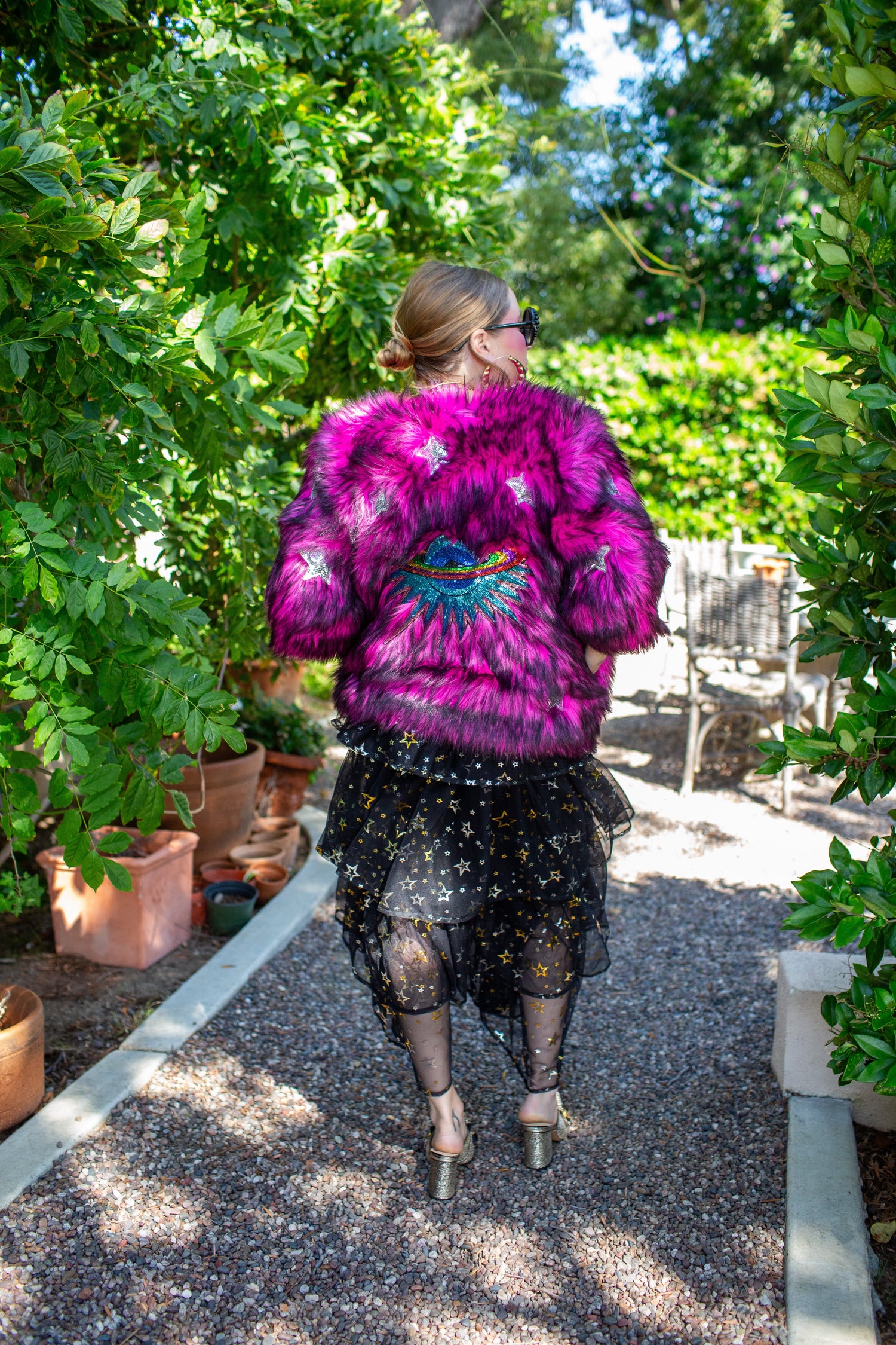 Planet Queen Faux Fur Jacket in Monster Pink by Jennafer Grace