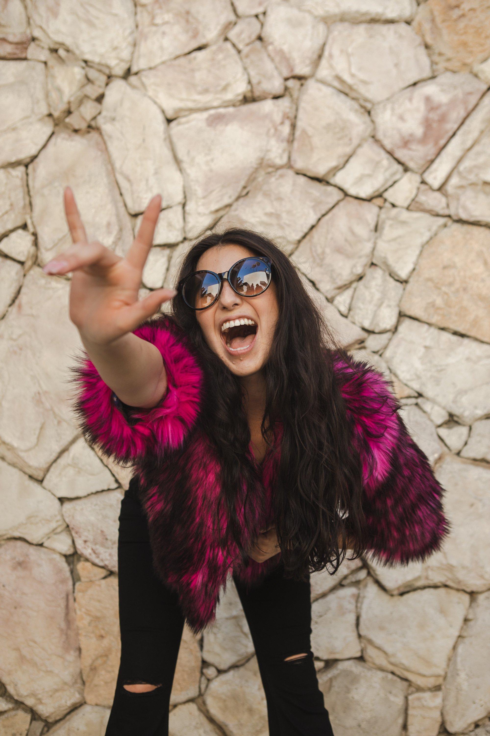 Planet Queen Faux Fur Jacket in Monster Pink by Jennafer Grace