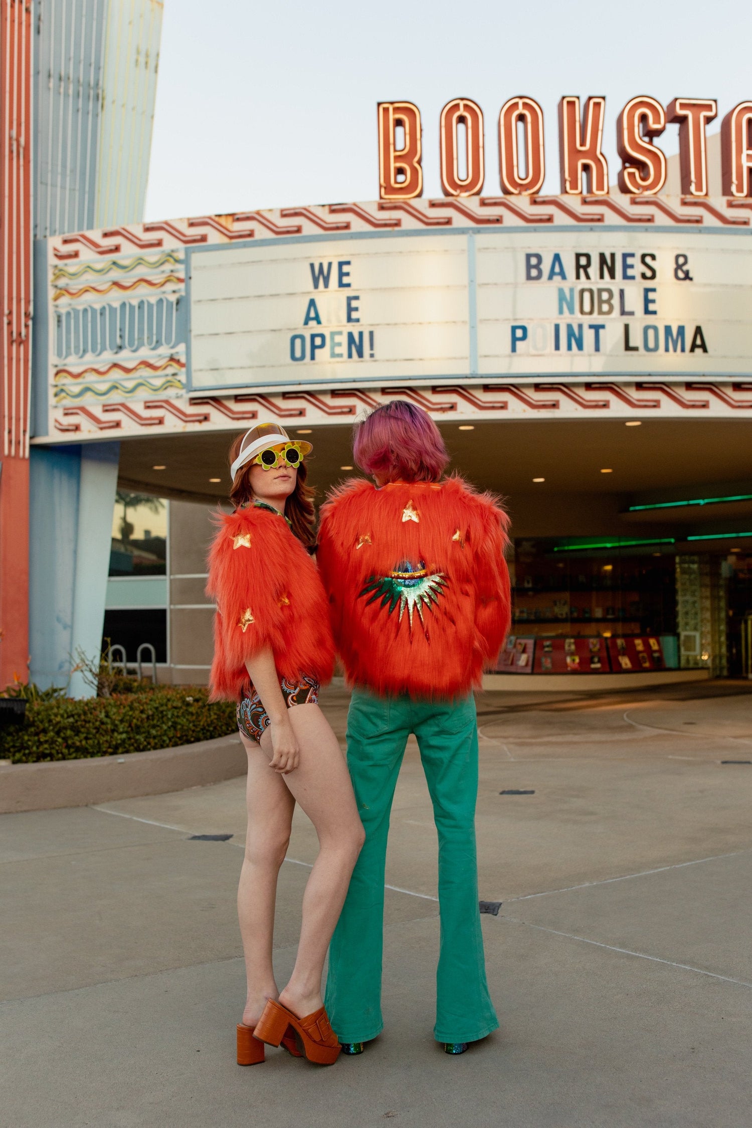 Planet Queen Orange Faux Fur Jacket by Jennafer Grace