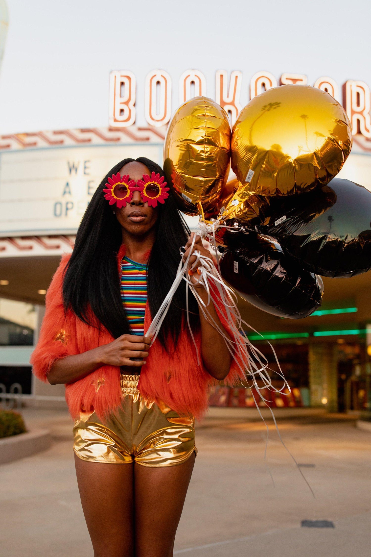 Planet Queen Orange Faux Fur Jacket by Jennafer Grace