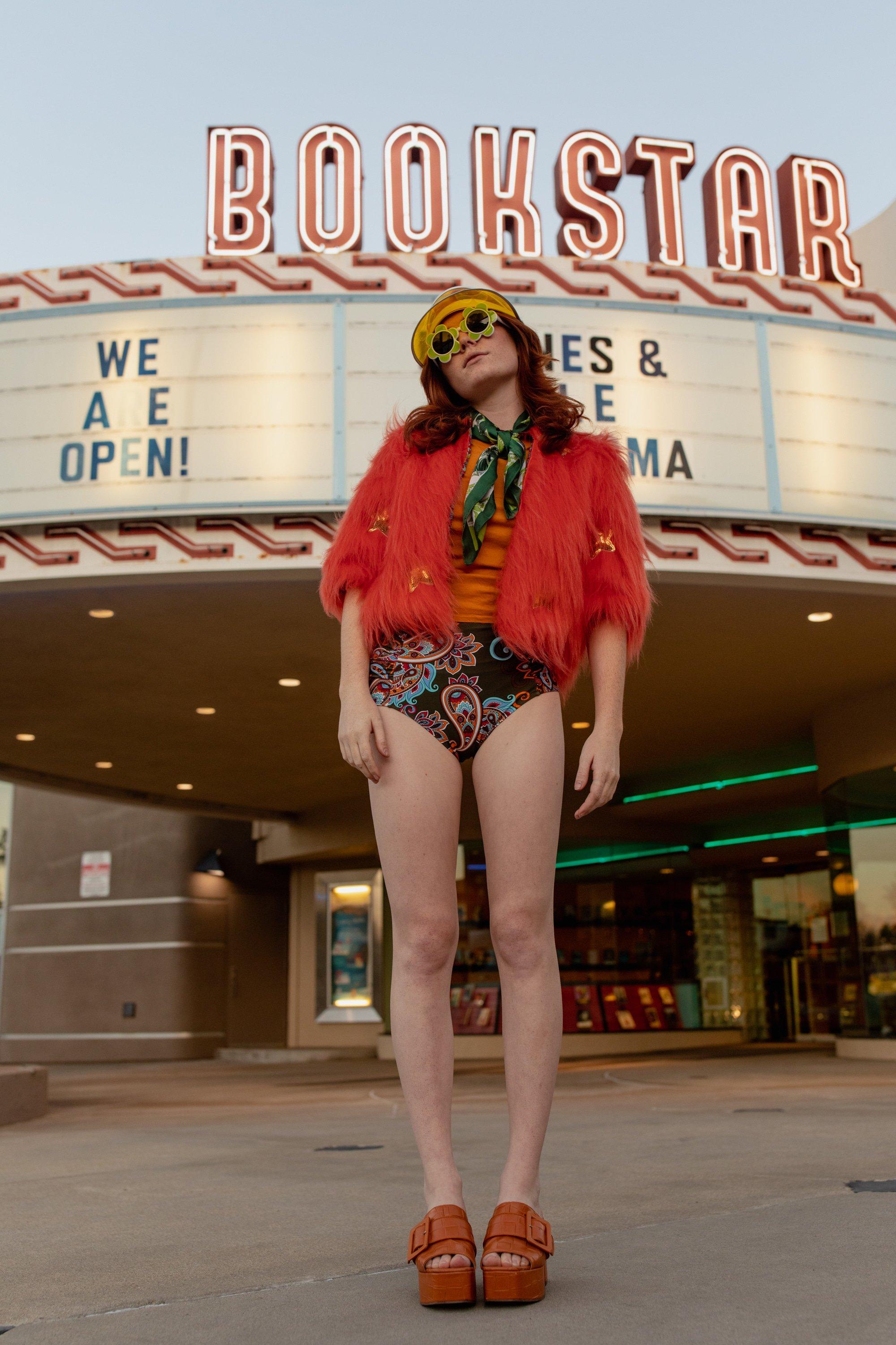 Planet Queen Orange Faux Fur Jacket by Jennafer Grace
