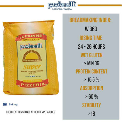 Polselli, Super Tipo 00 Pizza Flour, 11 lb (5 kg)