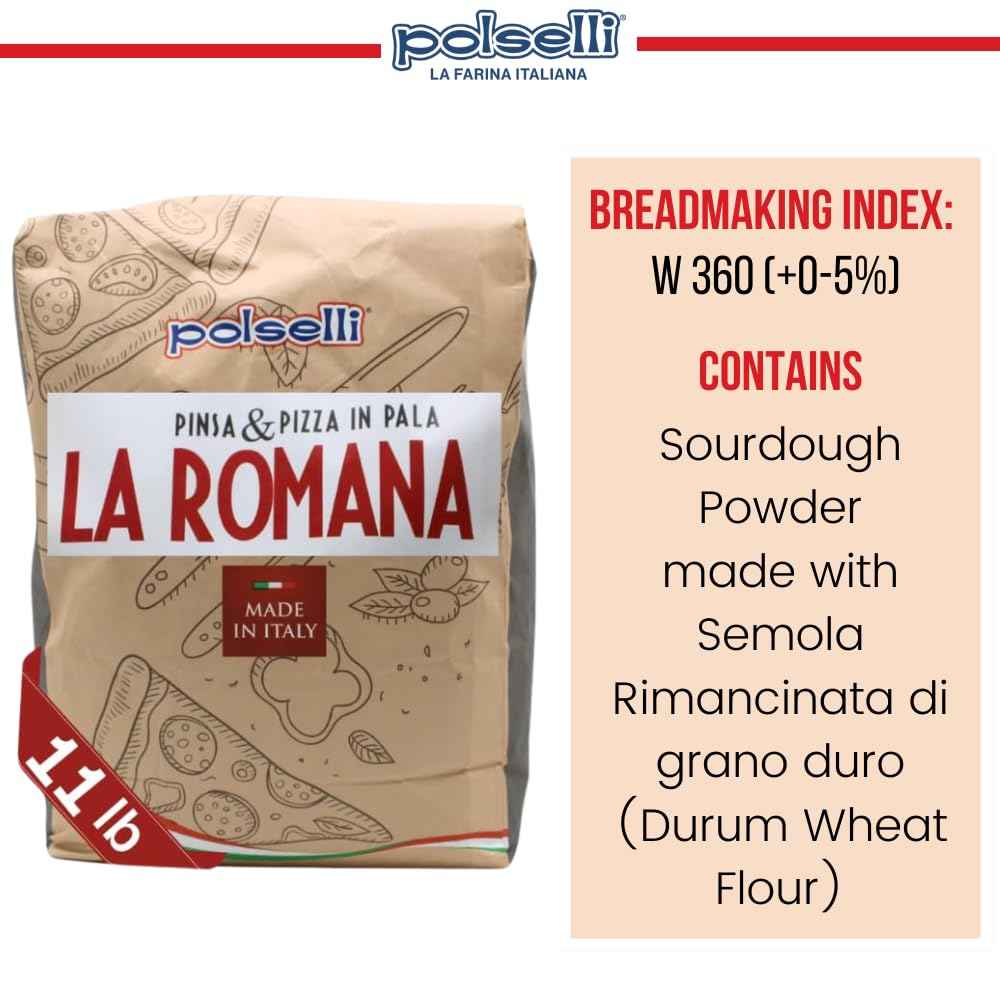 Polselli, La Romana Pinsa &amp; Pizza in Pala Flour, Tipo 0 Flour, 11 lb (5 kg)