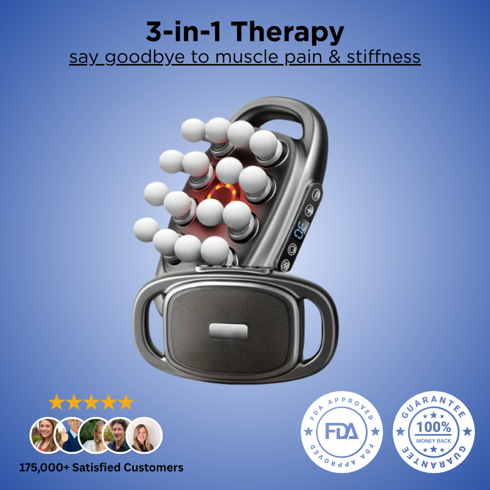 PowerRelief™ Deep Tissue Massage Gun – Percussion &amp; Heat Therapy Device