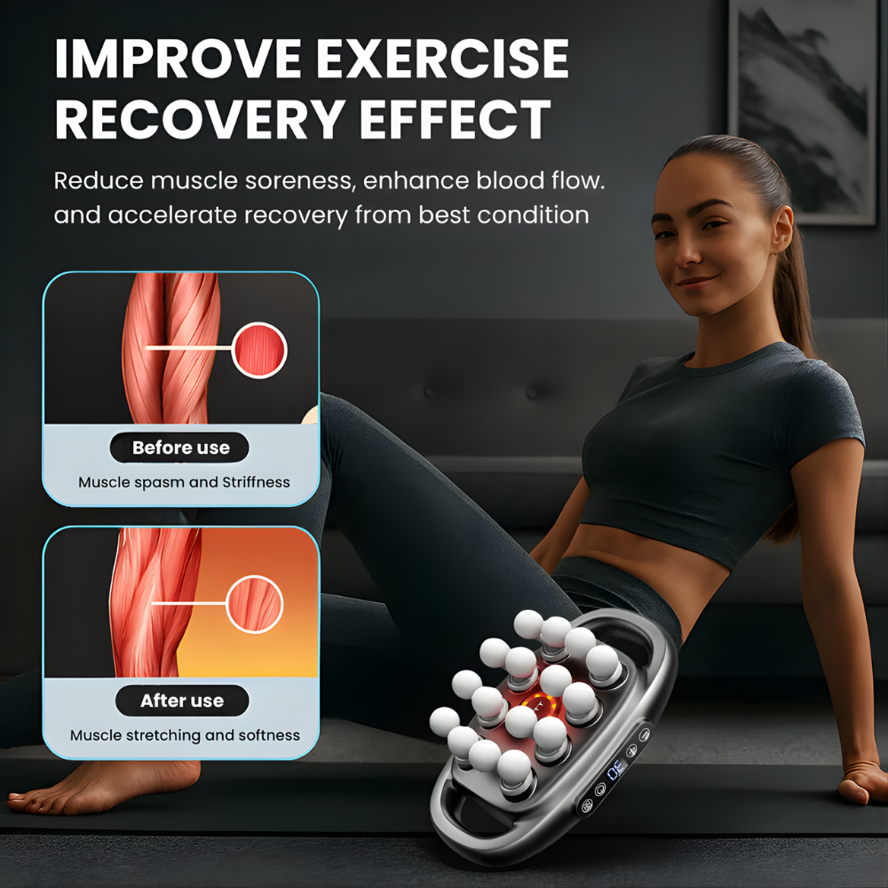 PowerRelief™ Deep Tissue Massage Gun – Percussion &amp; Heat Therapy Device