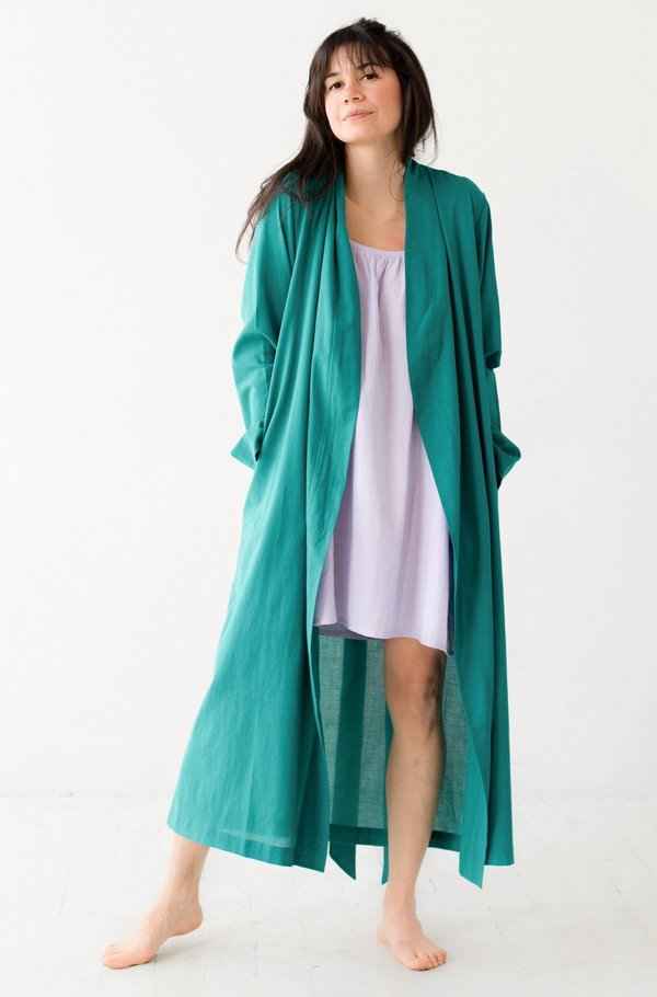 Classic Long Woven Cotton Robe - accessories