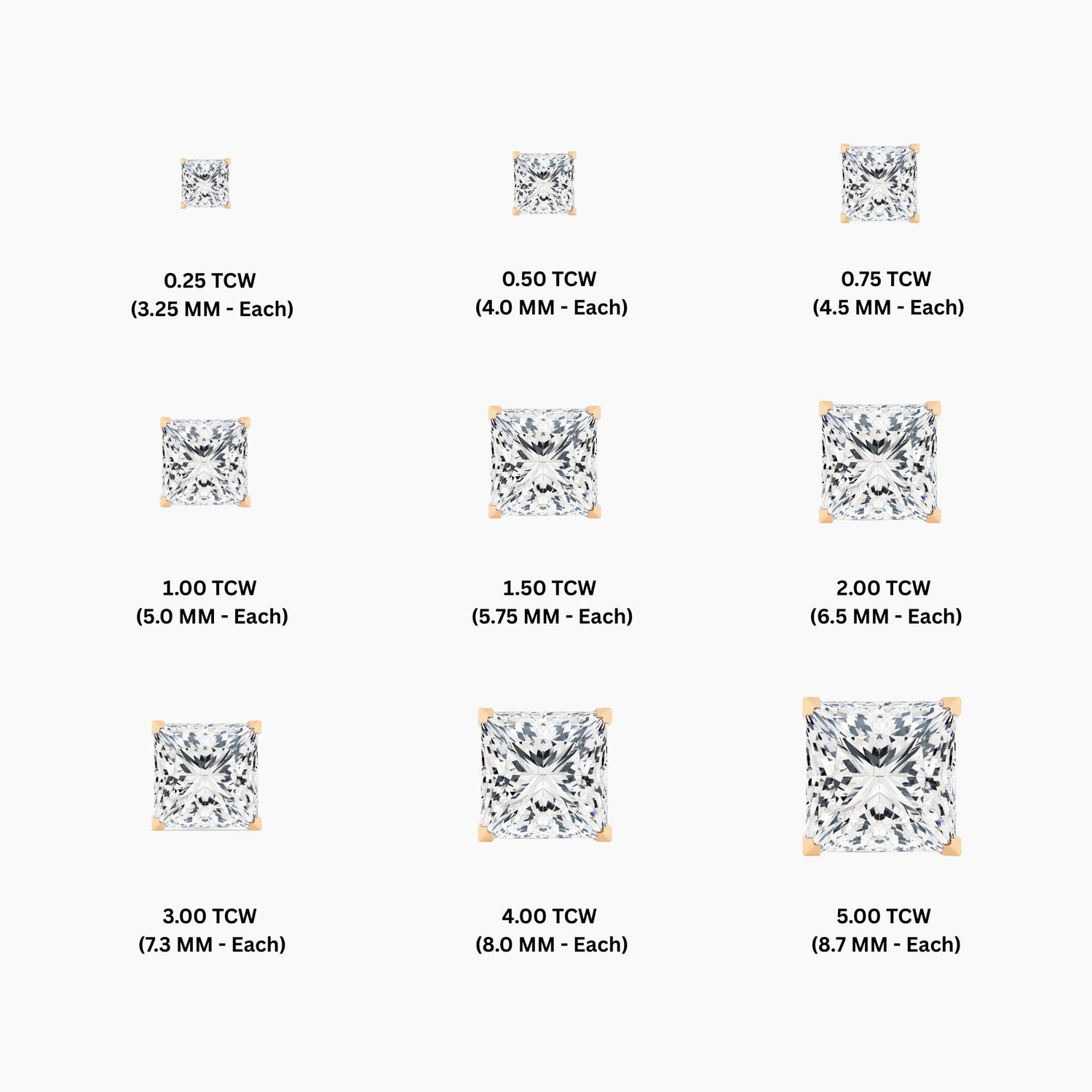 Princess Cut Moissanite Stud Diamond Earrings