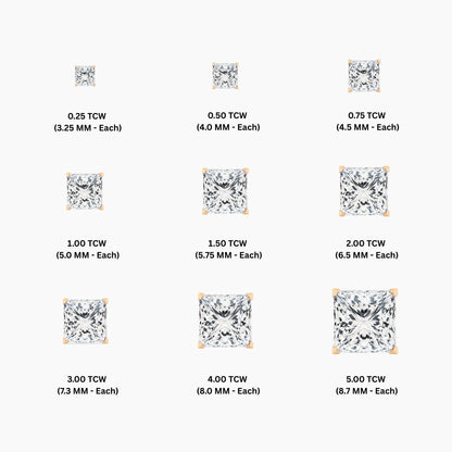 Princess Cut Moissanite Stud Diamond Earrings