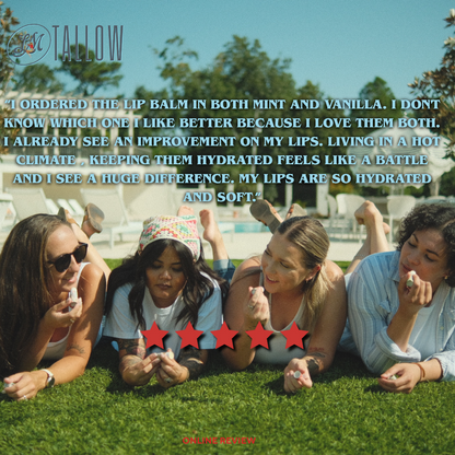 Tallow Lip Balm - CHOOSE A FLAVOR - Natural Beef Tallow Lip Moisturizer with Beeswax &amp; Jojoba Oil