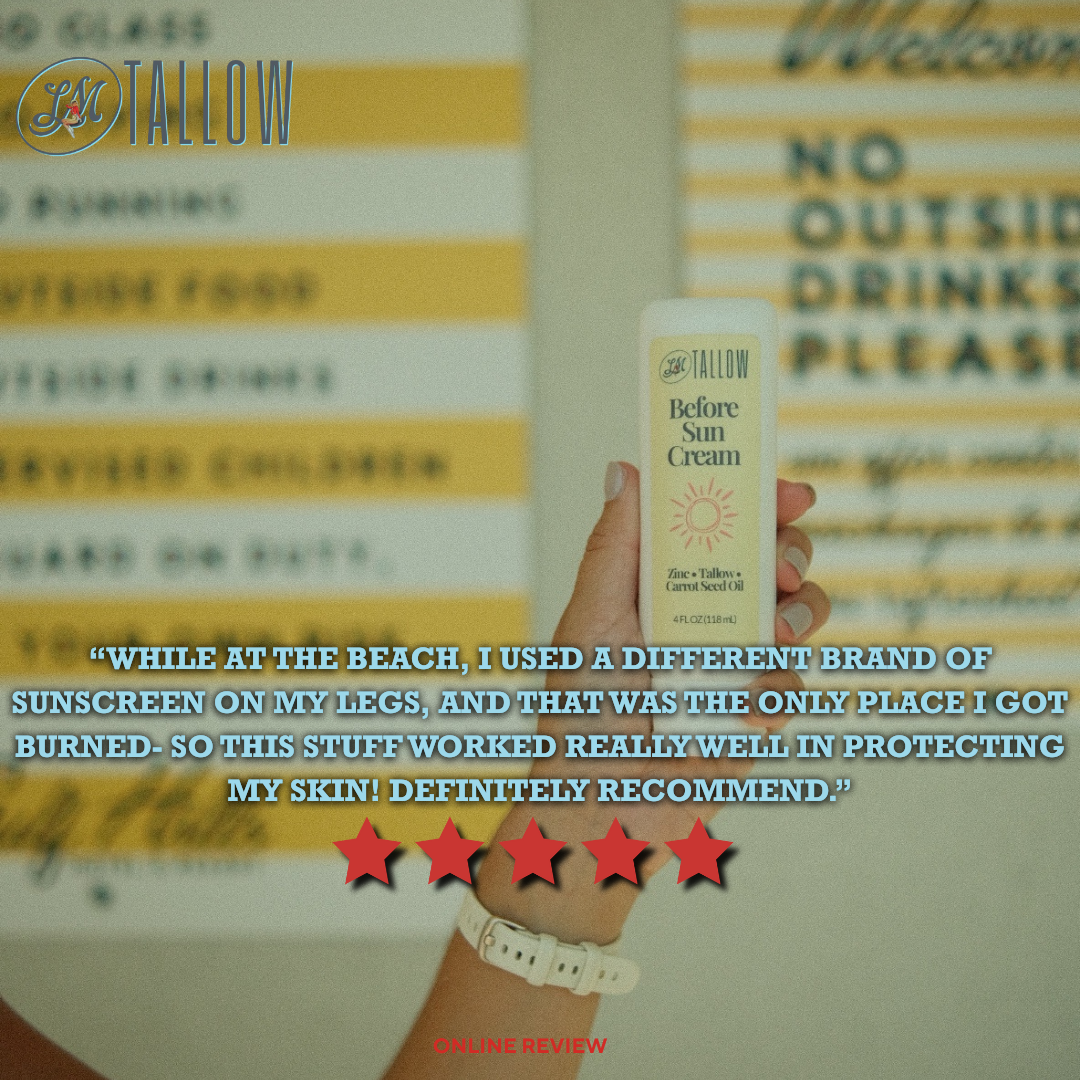 Tallow Before Sun Cream - Natural Sun Prep with Non-Nano Zinc Oxide &amp; Carrot Seed Oil