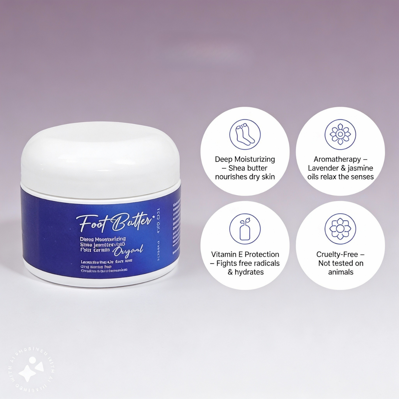 Lavender Jasmine Foot Butter Cream 1 oz – Travel Size Deep Moisture by Foot Butter by Dr Ron
