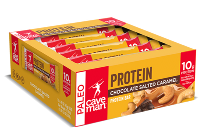 Chocolate Salted Caramel Protein Bars - Paleo & Gluten-Free, 12 Pack