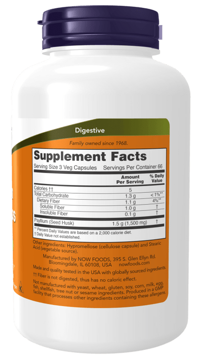 Psyllium Husk Caps 500mg by Country Life Natural Foods