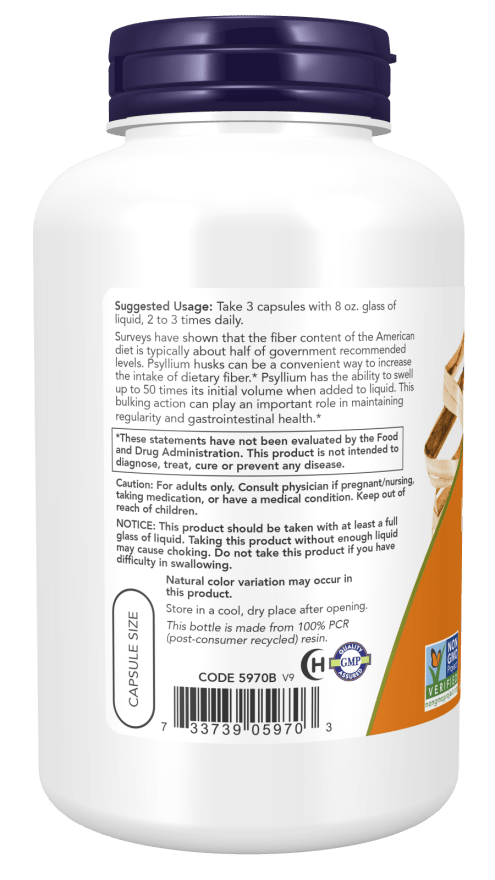 Psyllium Husk Caps 500mg by Country Life Natural Foods