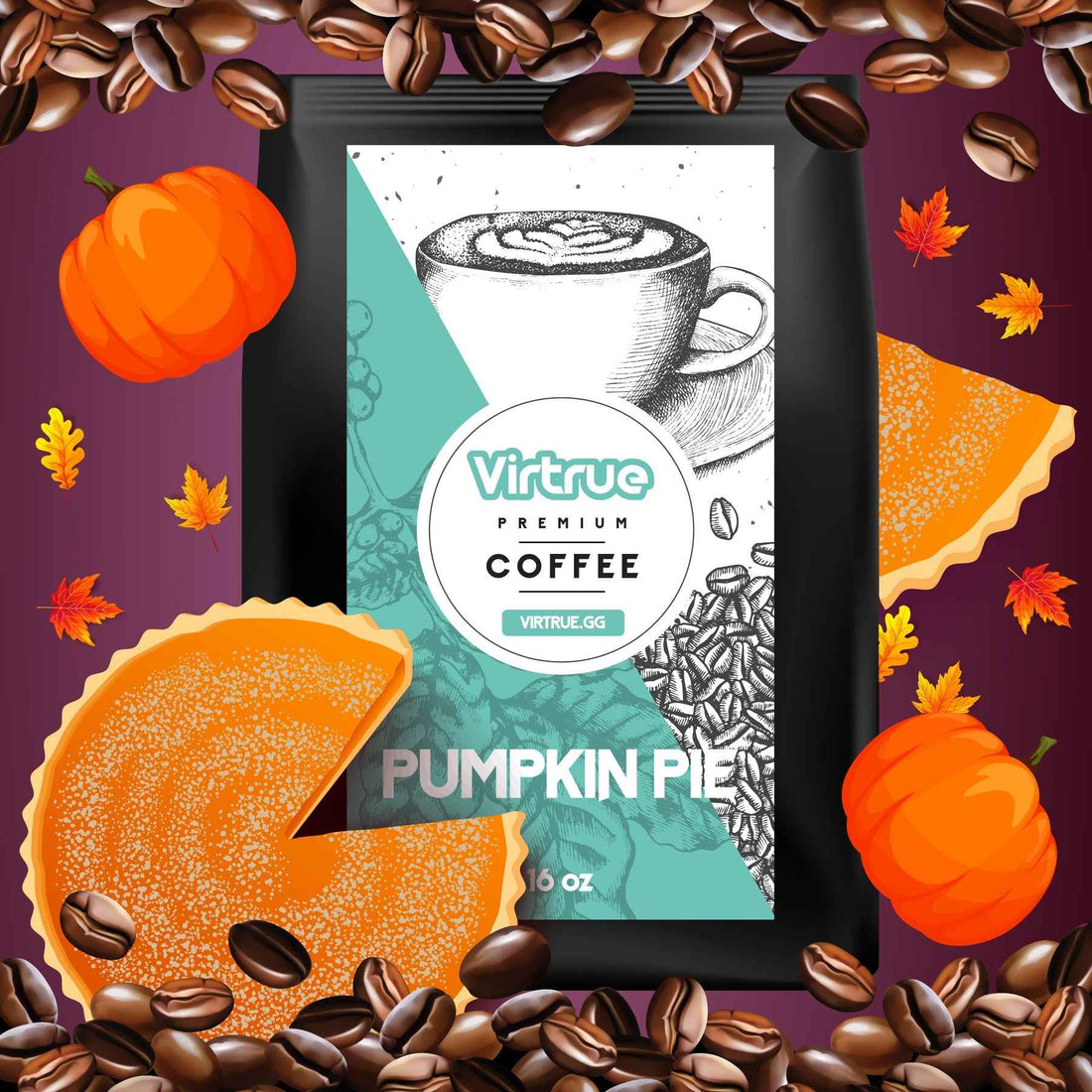 Pumpkin Pie Flavored Coffee – 16oz | Virtrue Premium